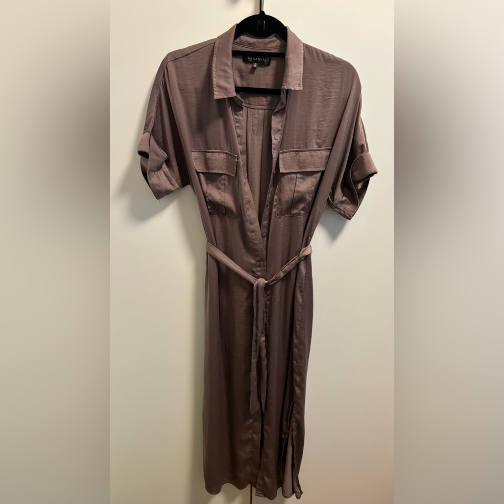 Satin Button up Dress